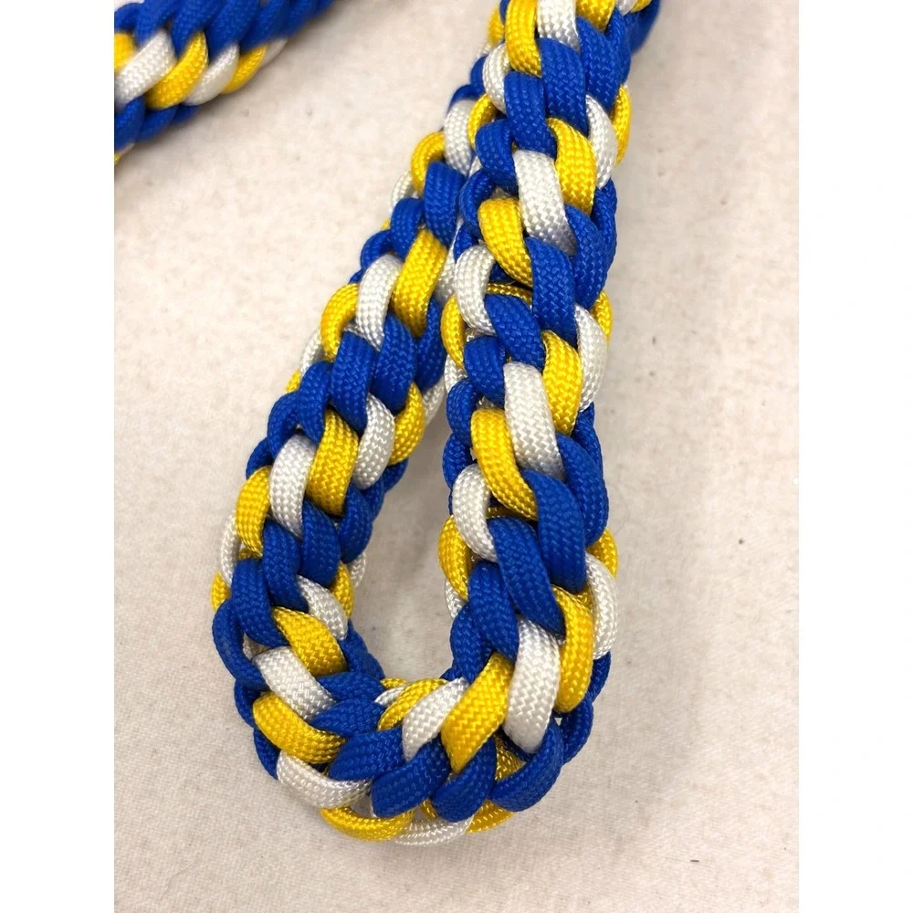 Handmade Braided Paracord Dog Leash Blue Yellow White 49